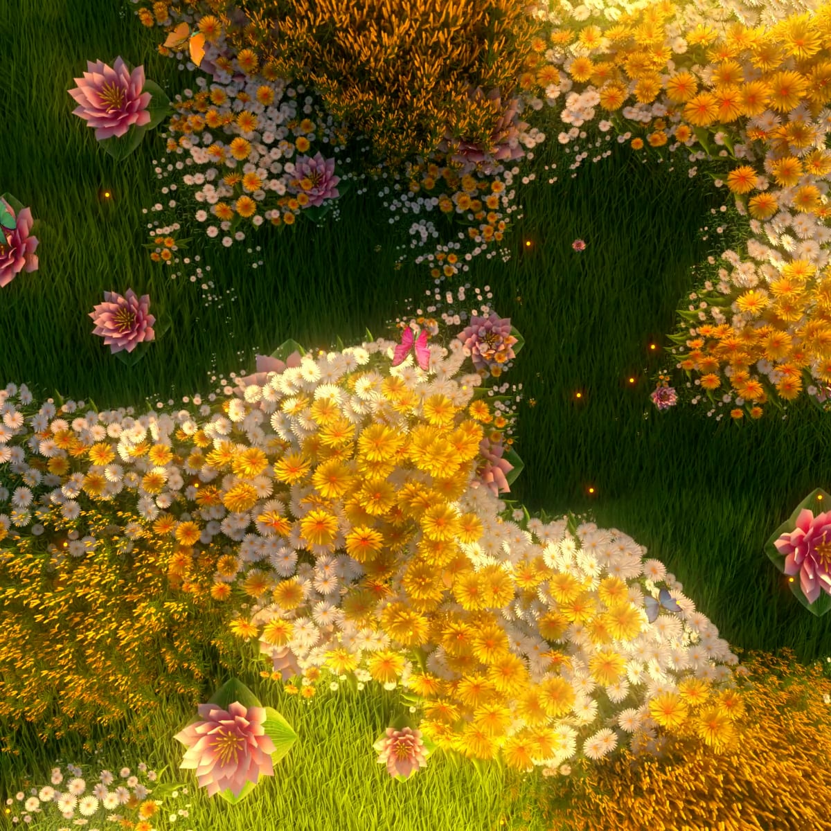 Thumbnail for a video art exhibit featuring a sun-drenched wildflower meadow with a variety of flowers in full bloom, creating an immersive and captivating display of natural beauty.